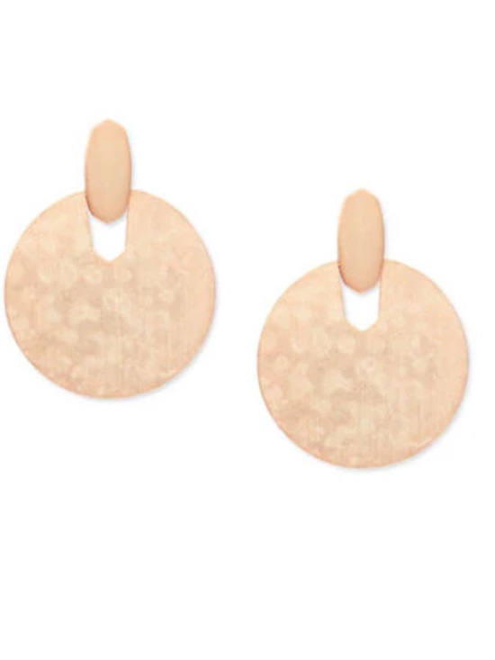 Kendra Scott Jewelry - Kendra Scott Hammered Rose Gold Disc Drop Earrings | Geometric Statement Posts